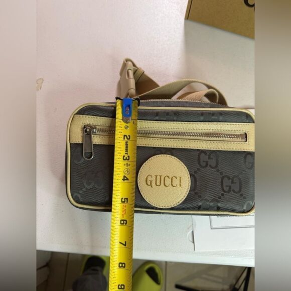 GUCCI Off The Grid Belt Bag GG Nylon Leather Gray Beige 631341 Purse Fanny pack - Picture 4 of 16